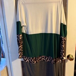 Colorblock and Leopard Print Long Sleeve Top